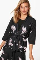 Boohoo Olivia Bird Print Kimono Jacket