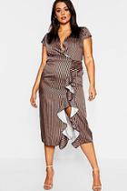 Boohoo Plus Striped Ruffle Dress