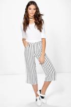 Boohoo Avianna Mono Stripe Woven Culottes White