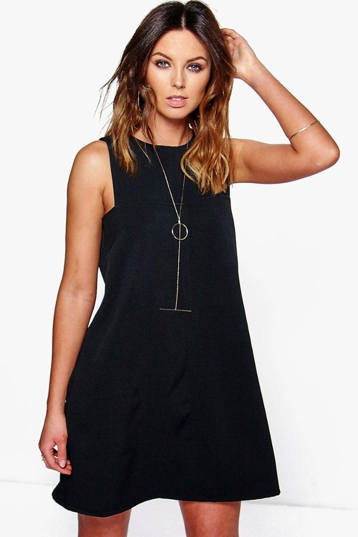 Boohoo Abbey Tab Side Shift Dress Black