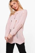 Boohoo Ruby Distressed Jumper Pink