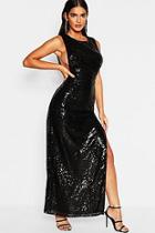 Boohoo Sequin Open Side Maxi Dress