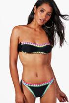 Boohoo Datong Crochet Stitch Bandeau Bikini Black