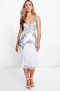Boohoo Plus Emily Embellished Midi Dress