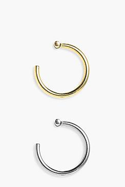 Boohoo Ana Gold & Silver 2 Pack Removable Lip Ring