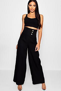 Boohoo Cut Out Detail Wide Leg Trouser