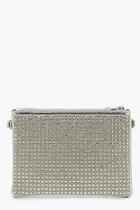 Boohoo All Over Diamante Zip Top Clutch With Chain