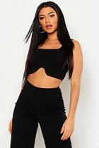 Boohoo Crepe Notch Front Square Neck Crop Top