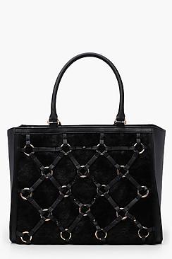 Boohoo Elisha Fur And Pu Mix Tote Bag