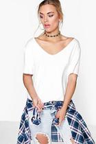 Boohoo Plus Claire Off The Shoulder V Neck Tee