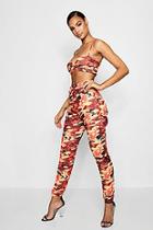 Boohoo Fay Camo Twsit Bandeau And Cargo Pant Co-ord