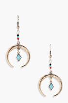 Boohoo Eliza Statement Horn & Stone Earrings Gold