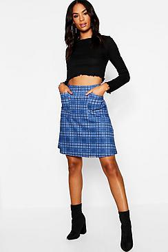Boohoo Tall Check A-line Mini Skirt