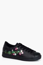 Boohoo Freya Floral Embroidered Trainer Black