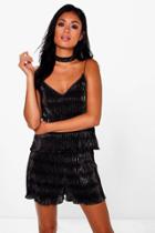 Boohoo Macy Metallic Pleat Cami And Shorts Co-ord Silver