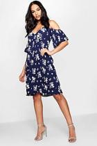 Boohoo Boutique Elizabetta Ditsy Pleated Midi Dress