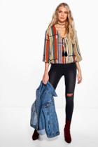 Boohoo Wendy Wrap Front Printed Tassel Blouse Multi