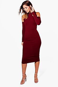 Boohoo Aleta Crepe Cross Over Midi Boydcon Dress