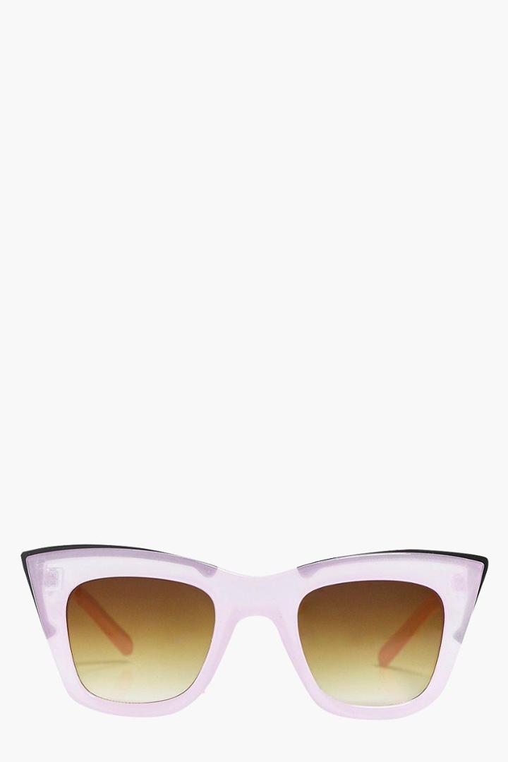 Boohoo Layla Pastel Oversized Cat Eye Sunglasses Pink