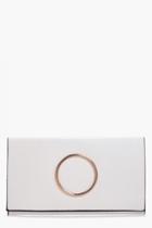 Boohoo Maria Circle Detail Clutch Bag White