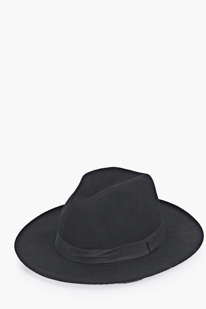 Boohoo Wool Fedora Black