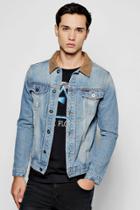 Boohoo Blue Jean Jacket With Cord Collar Blue