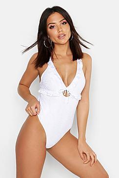 Boohoo Honeymoon Dreamer Crochet Swimsuit