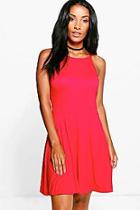 Boohoo Maya 90s High Neck Skater Dress