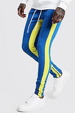Boohoo Tricot Man Skinny Joggers With Side Panel