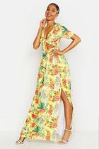 Boohoo Tropical Tie Front & Split Front Maxi Co-ord