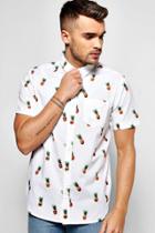 Boohoo Short Sleeve Pineapple Print Shirt White