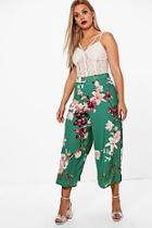 Boohoo Plus Lana Oriental Floral Print Woven Trouser