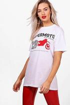 Boohoo Kelly Motorcross Checkerboard Graphic Tee