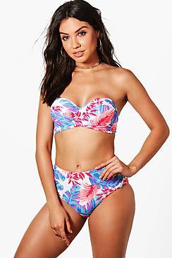 Boohoo Cardiff Neon Feather Underwired H/w Bikini