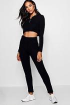 Boohoo Charlie Funnel Neck Zip Crop Knitted Co-ord