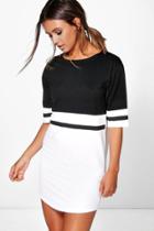 Boohoo Petite Caris Curve Hem Colour Block Shift Dress Multi