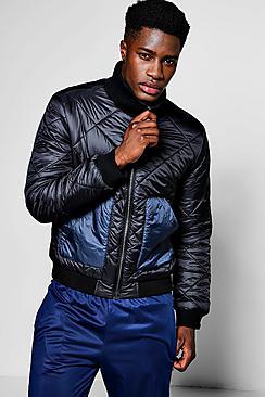 Boohoo Quilted Bomber With Contrast Pockets