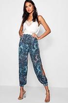 Boohoo Aria Split Side Bohemian Woven Hareem Trousers