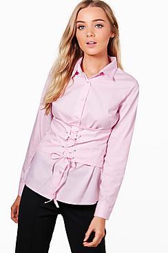 Boohoo Carly Corset Tailored Shirt