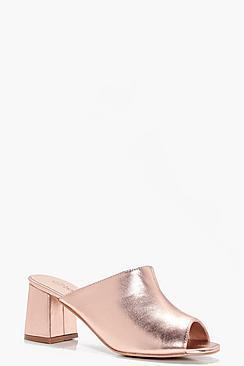 Boohoo Neve Wide Fit Metallic Peeptoe Mule