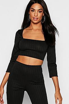 Boohoo Tall Ribbed Long Sleeve Crop Top
