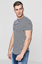 Boohoo Slim Fit Stripe T-shirt With Curve Hem