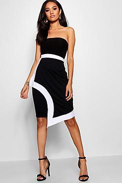 Boohoo Petite Contrast Edge Midi Skirt
