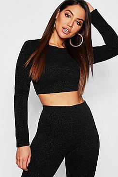Boohoo Flocked Leopard Top