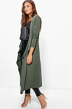 Boohoo Amber Waterfall Midi Jersey Jacket