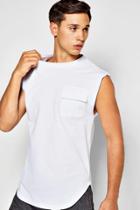 Boohoo Military Pocket Tank Top With Drop Shoulder White