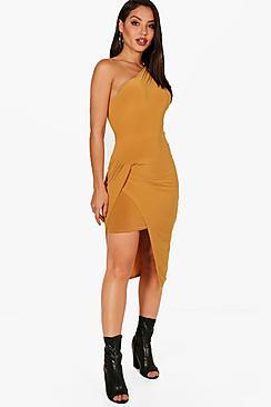 Boohoo Alexandra Slinky One Shoulder Midi Dress