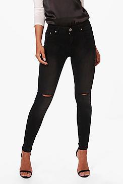 Boohoo Petite Sara High Rise Biker Skinny Jeans