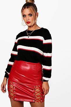 Boohoo Plus Charlie Stripe Oversized Jumper