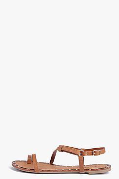 Boohoo Ava Strappy Flat Sandal With Studs